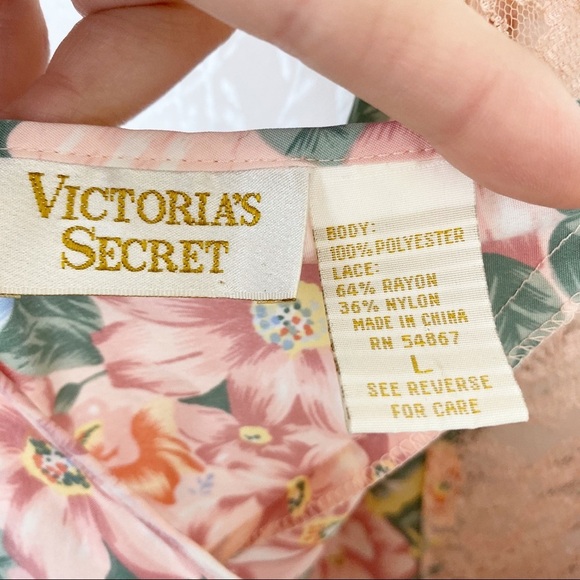 VINTAGE Victoria’s Secret Gold Label Multi Floral Print Slip Dress Lace - Picture 10 of 13